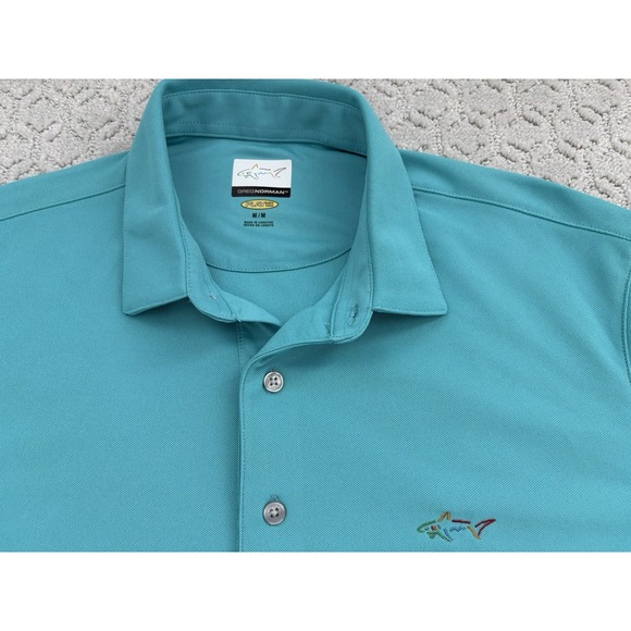 Greg Norman Polo Shirt Mens Medium Tortoise Play Dry Golf Outdoor Activewear - Picture 1 of 6